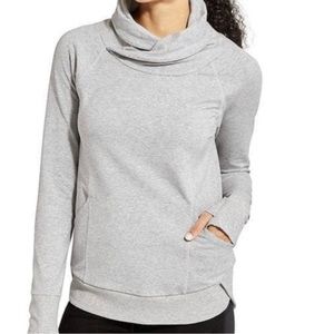 Athleta French Terry Gray Track Pullover Sweater